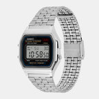 Vintage Unisex Quartz Black Dial Digital Stainless Steel Watch D338