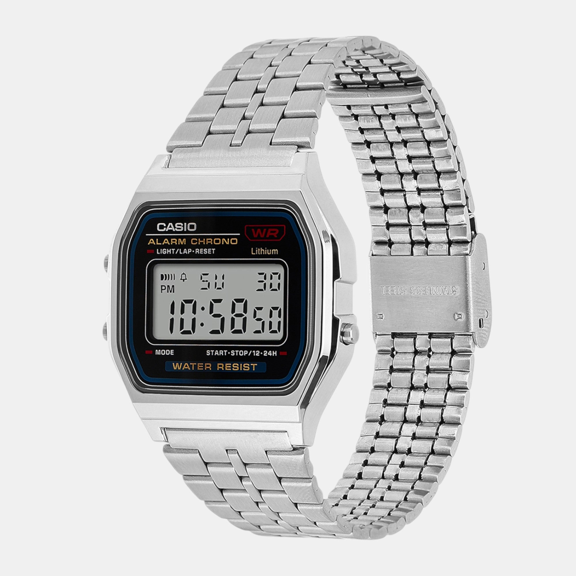 Vintage Unisex Quartz Black Dial Digital Stainless Steel Watch D338