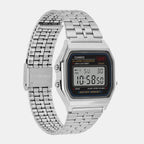 Vintage Unisex Quartz Black Dial Digital Stainless Steel Watch D338