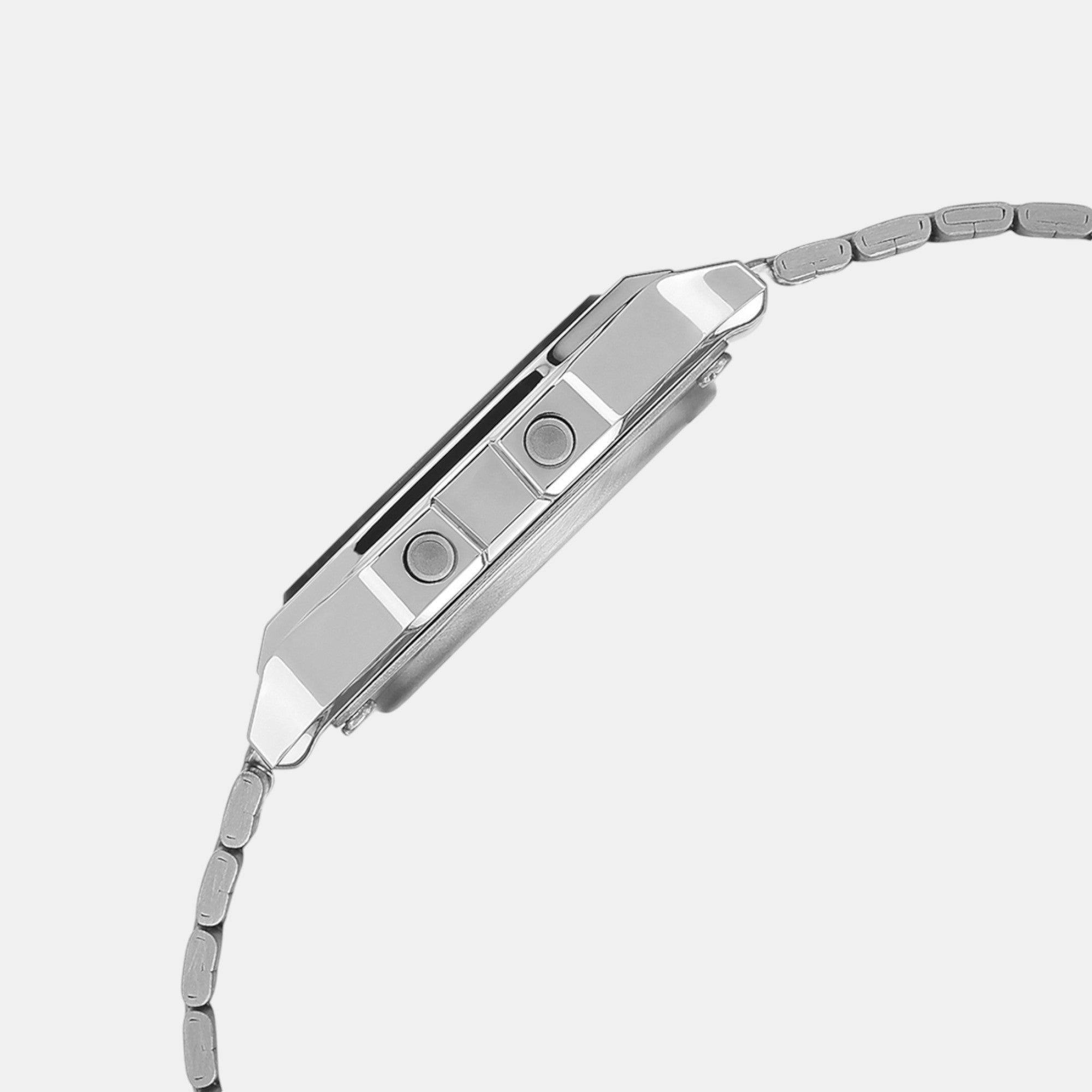 Vintage Unisex Quartz Black Dial Digital Stainless Steel Watch D338