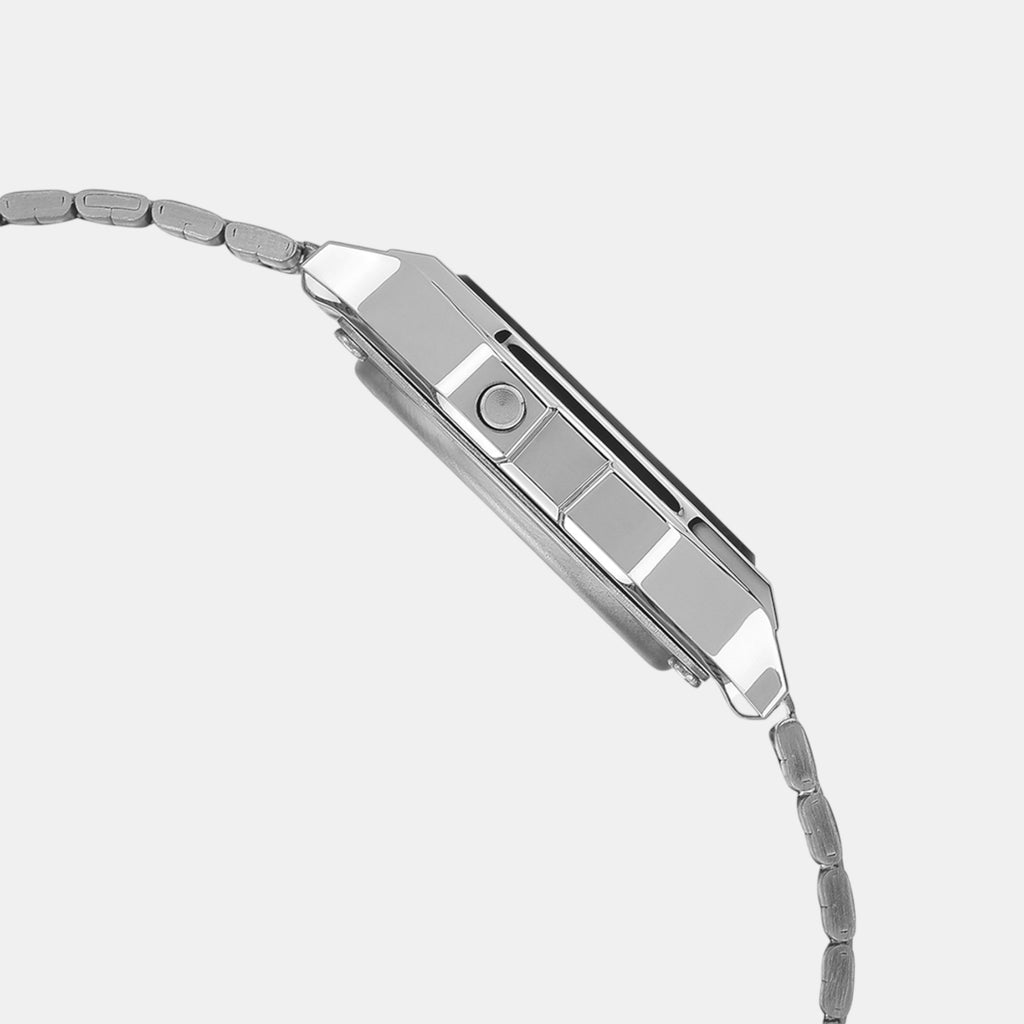 Vintage Unisex Quartz Black Dial Digital Stainless Steel Watch D338