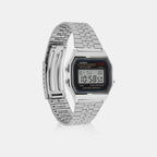 Vintage Unisex Quartz Black Dial Digital Stainless Steel Watch D339
