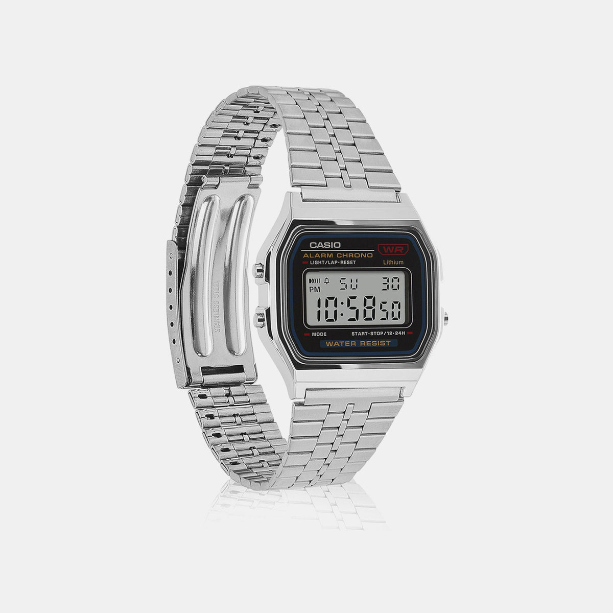 Vintage Unisex Quartz Black Dial Digital Stainless Steel Watch D339