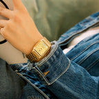 Vintage Unisex Quartz Gold Dial Analog-Digital Stainless Steel Watch D341