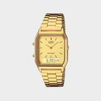 Vintage Unisex Quartz Gold Dial Analog-Digital Stainless Steel Watch D341