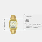 Vintage Unisex Quartz Gold Dial Analog-Digital Stainless Steel Watch D341