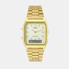 Vintage Unisex Quartz Gold Dial Analog-Digital Stainless Steel Watch D341