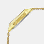 Vintage Unisex Quartz Gold Dial Analog-Digital Stainless Steel Watch D341