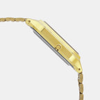 Vintage Unisex Quartz Gold Dial Analog-Digital Stainless Steel Watch D341