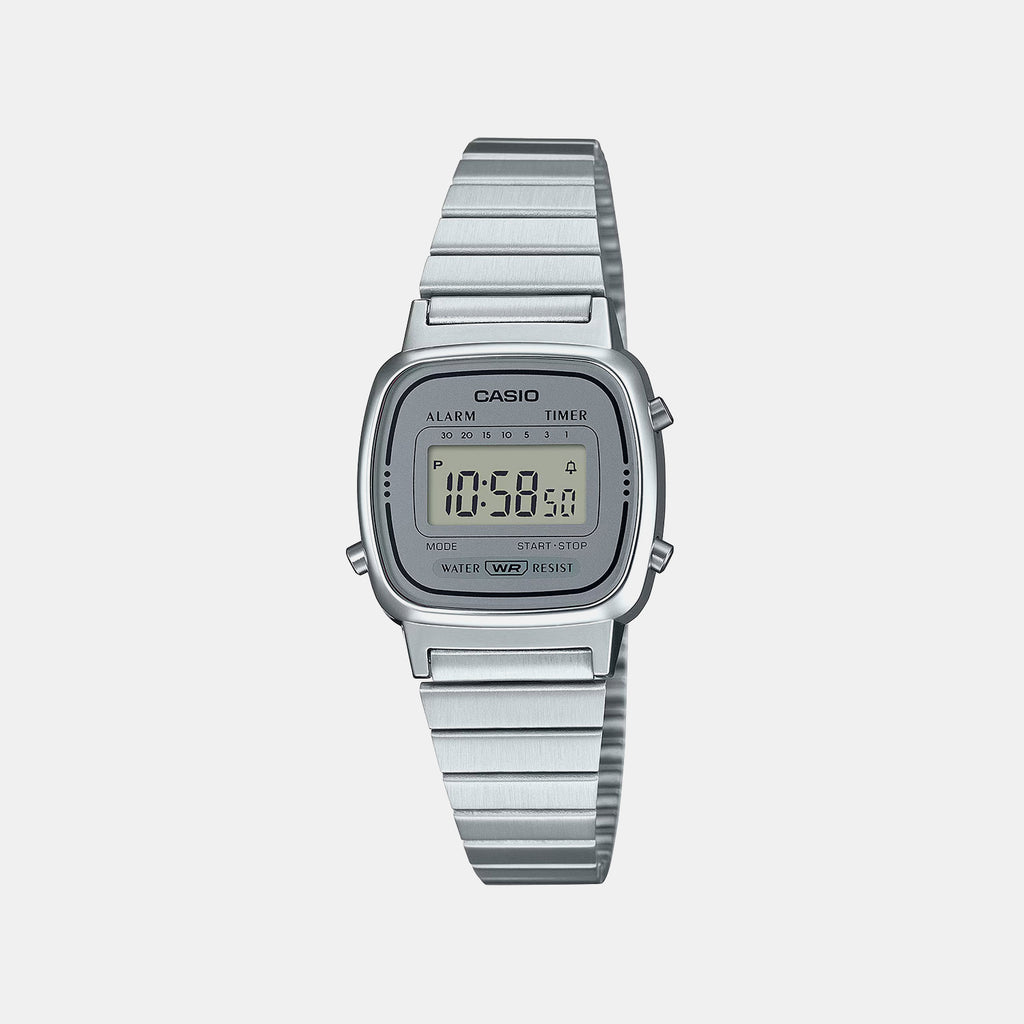 Vintage Women Quartz Grey Dial Digital Stainless Steel Watch D342
