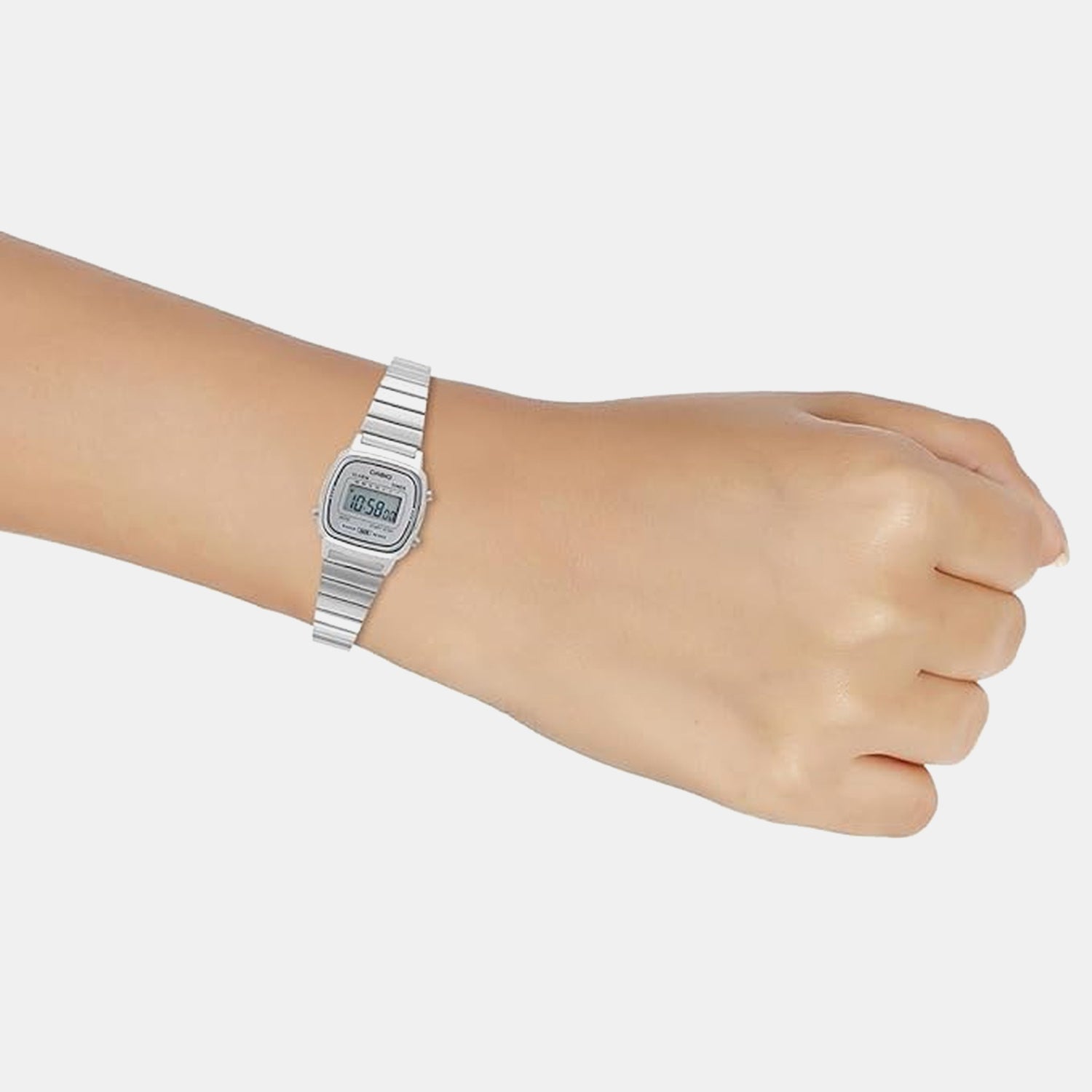 Vintage Women Quartz Grey Dial Digital Stainless Steel Watch D342