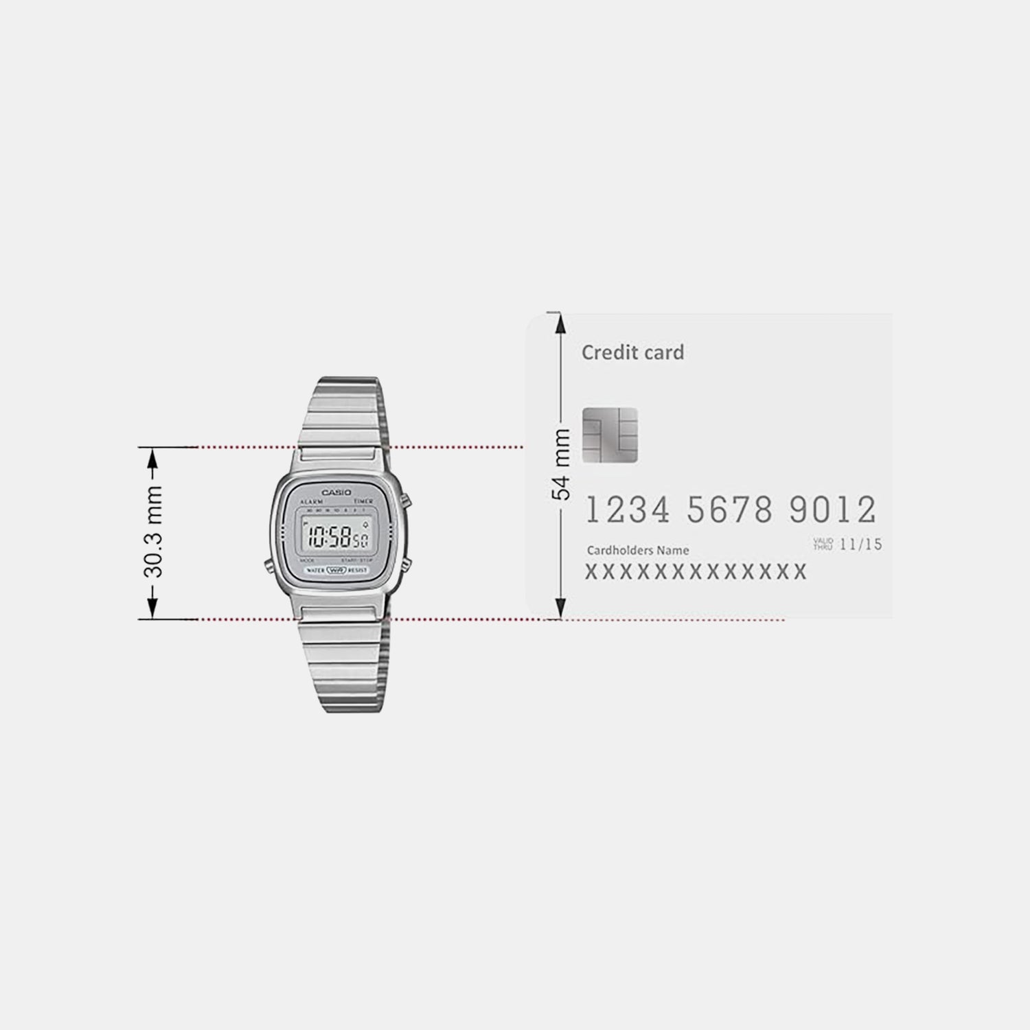 Vintage Women Quartz Grey Dial Digital Stainless Steel Watch D342