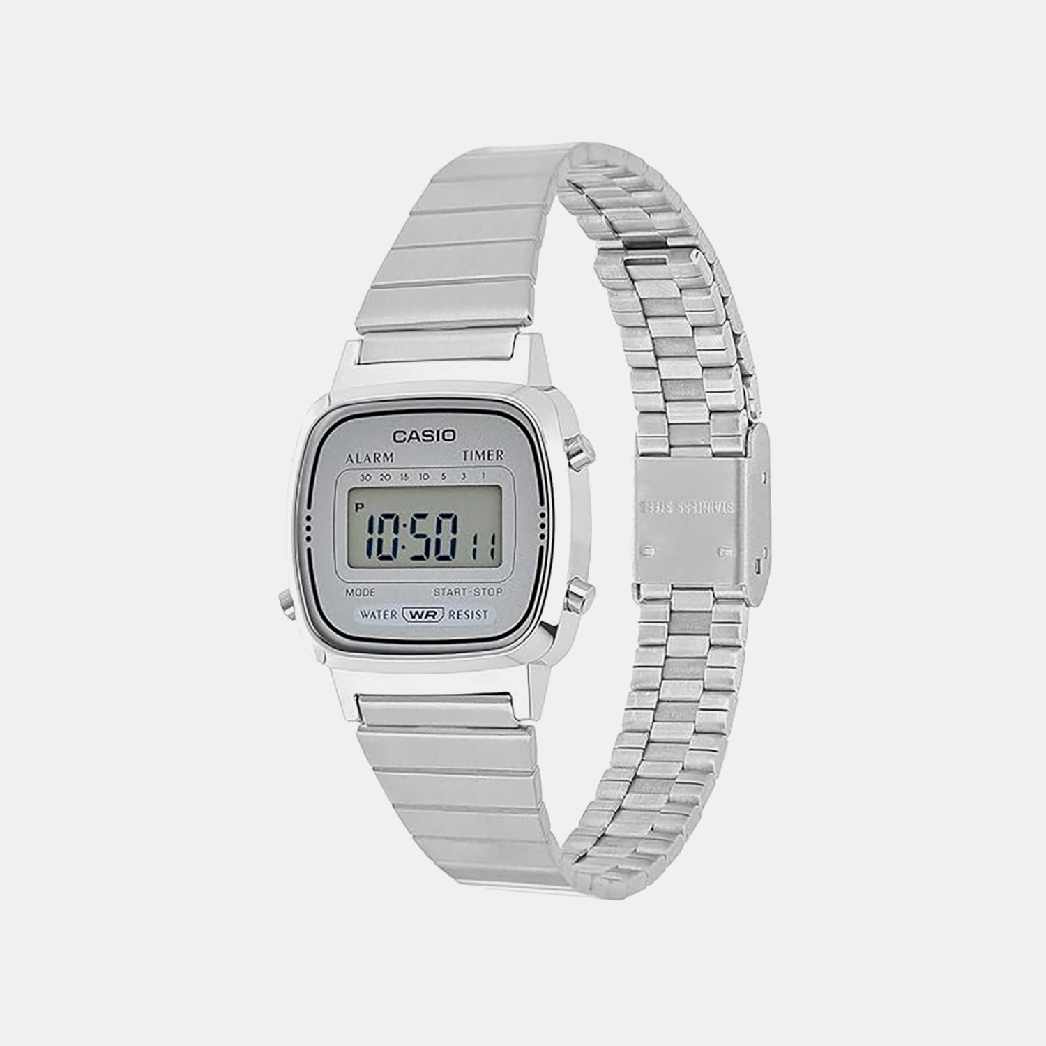 Vintage Women Quartz Grey Dial Digital Stainless Steel Watch D342