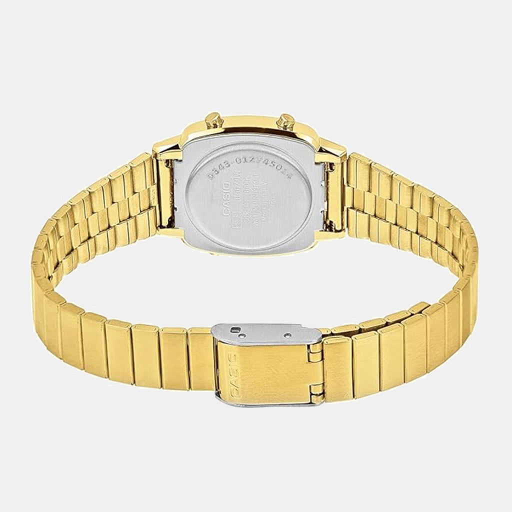 Vintage Women Quartz Gold Dial Digital Stainless Steel Watch D343
