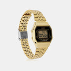 Vintage Women Quartz Black Dial Digital Stainless Steel Watch D344