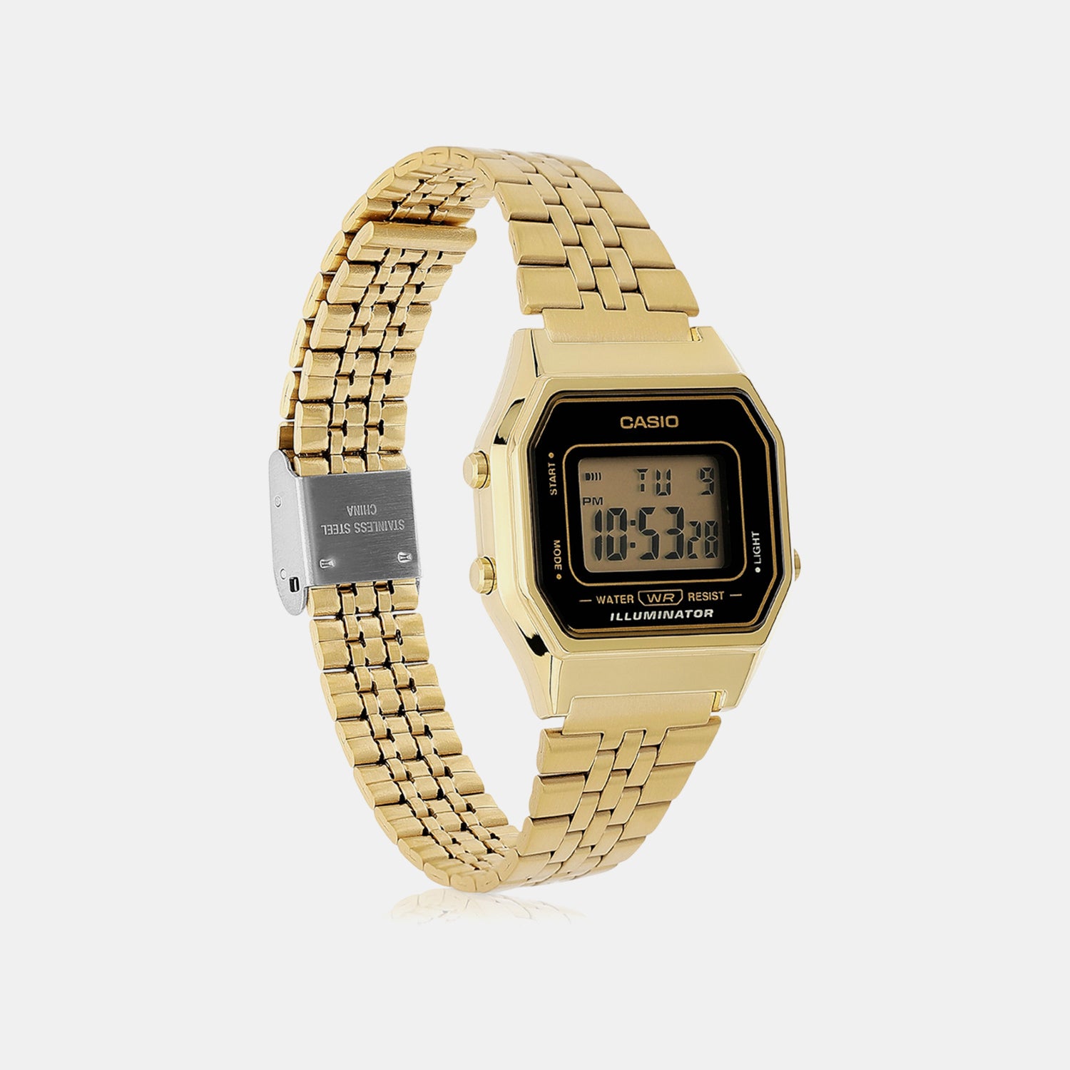 Vintage Women Quartz Black Dial Digital Stainless Steel Watch D344