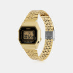 Vintage Women Quartz Black Dial Digital Stainless Steel Watch D344