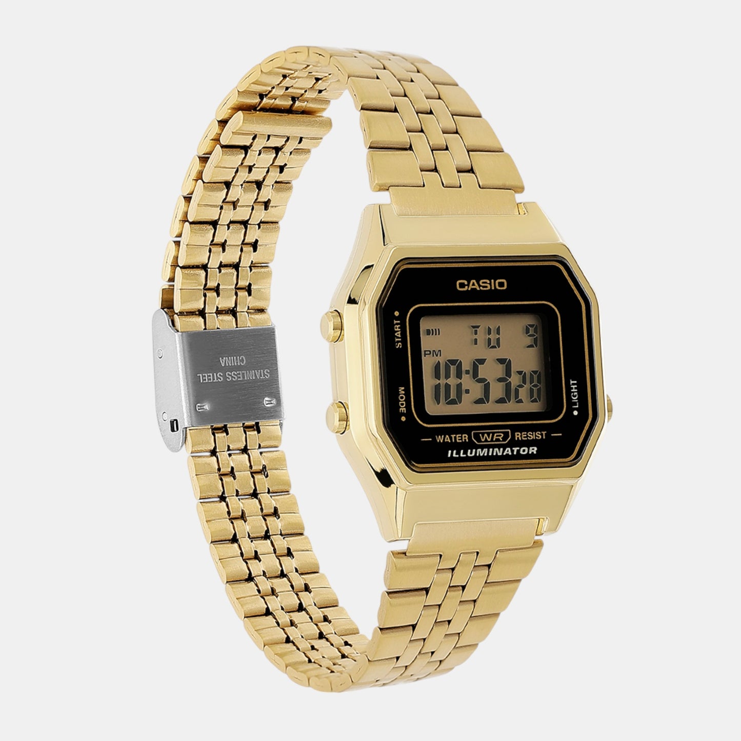 Vintage Women Quartz Black Dial Digital Stainless Steel Watch D344