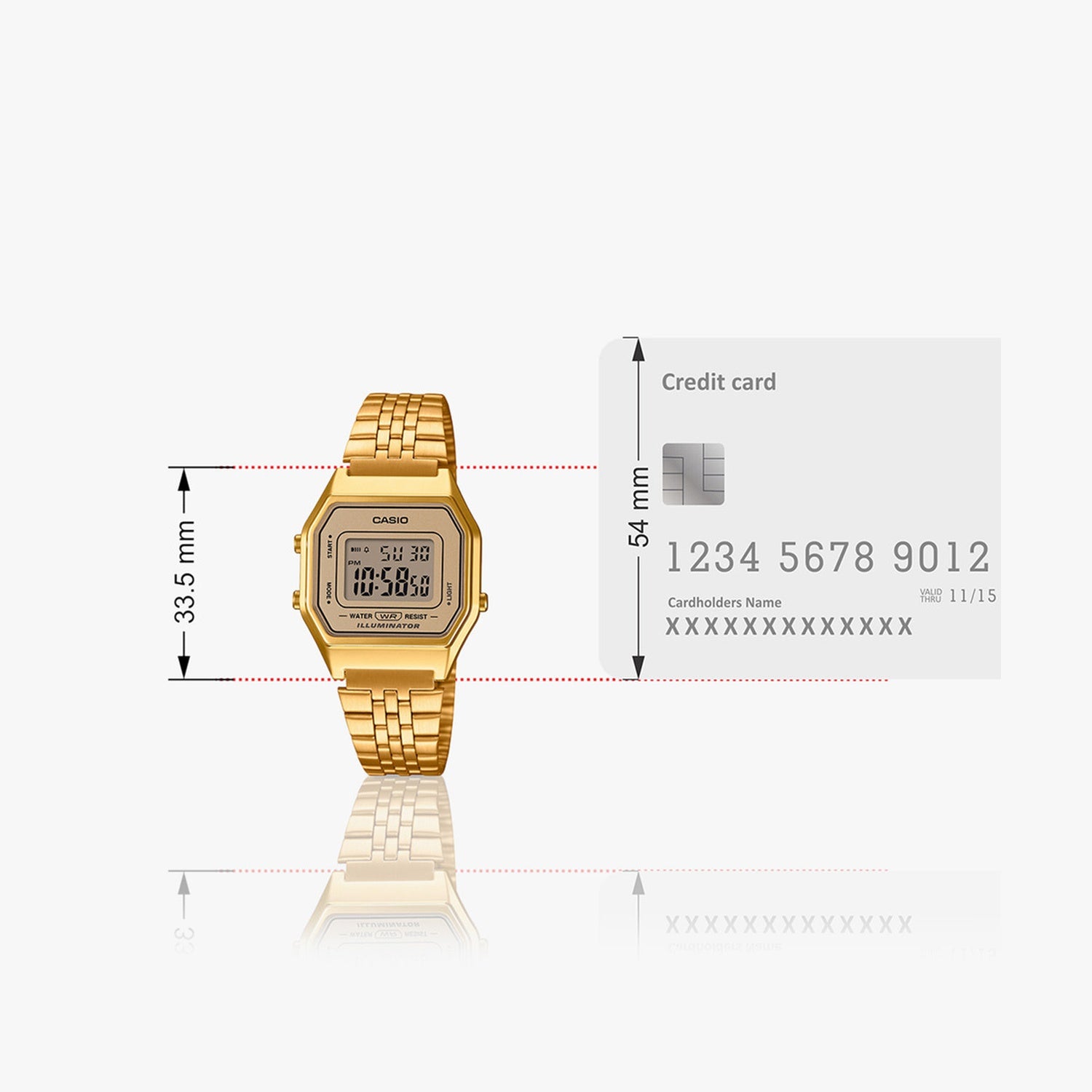 Vintage Women Quartz Gold Dial Digital Stainless Steel Watch D345