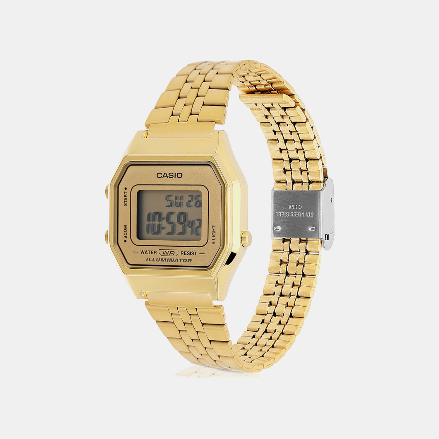 Vintage Women Quartz Gold Dial Digital Stainless Steel Watch D345