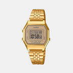 Vintage Women Quartz Gold Dial Digital Stainless Steel Watch D345