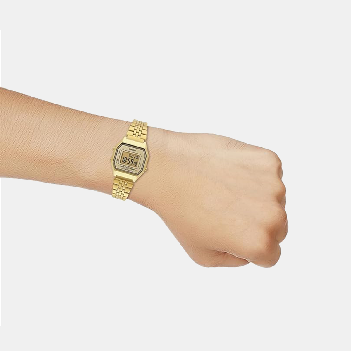 Vintage Women Quartz Gold Dial Digital Stainless Steel Watch D345