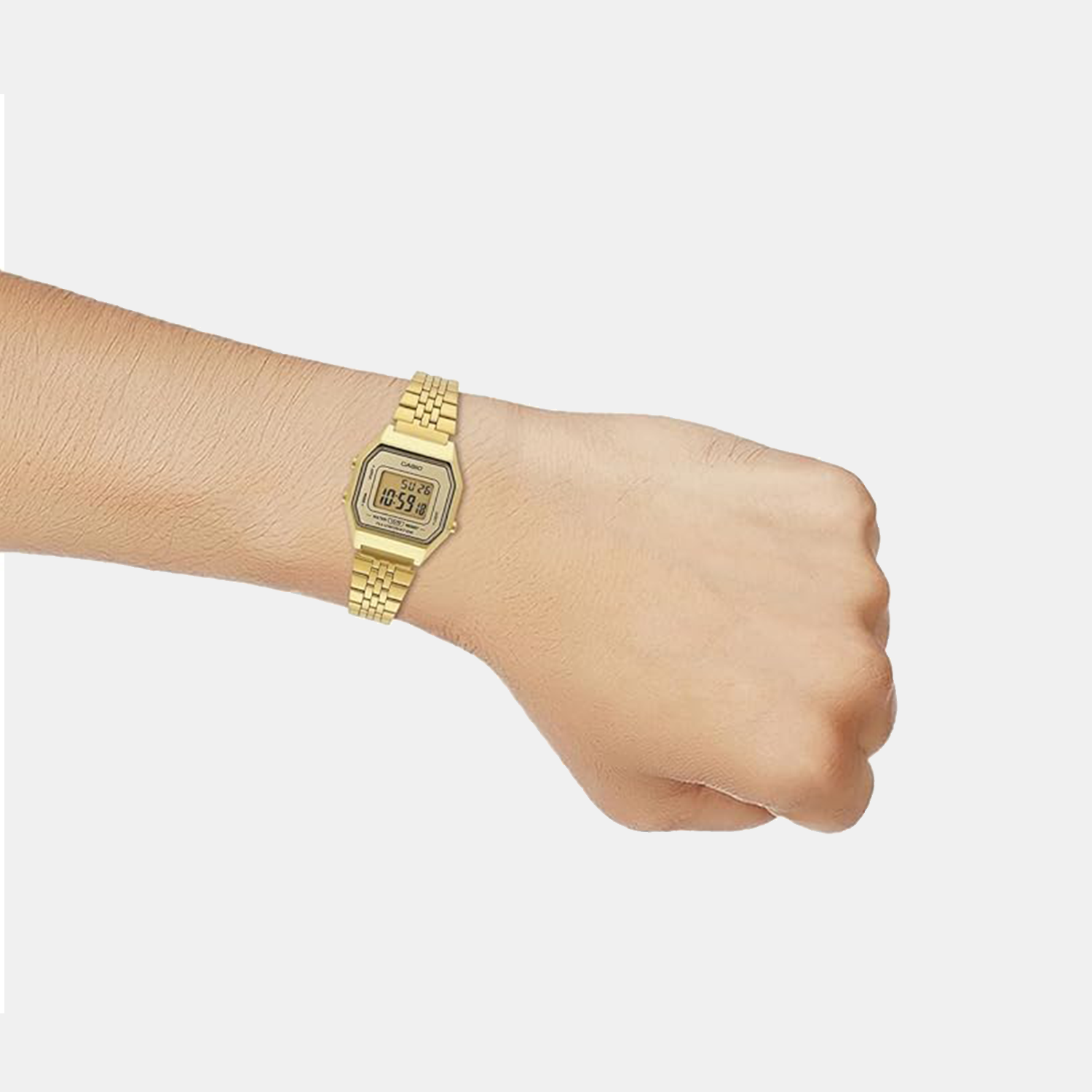 Vintage Women Quartz Gold Dial Digital Stainless Steel Watch D345