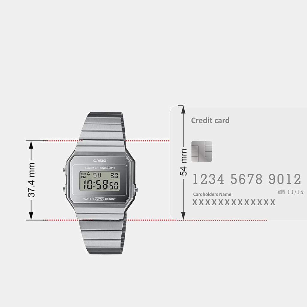 Vintage Unisex Quartz Silver Dial Digital Stainless Steel Watch D346