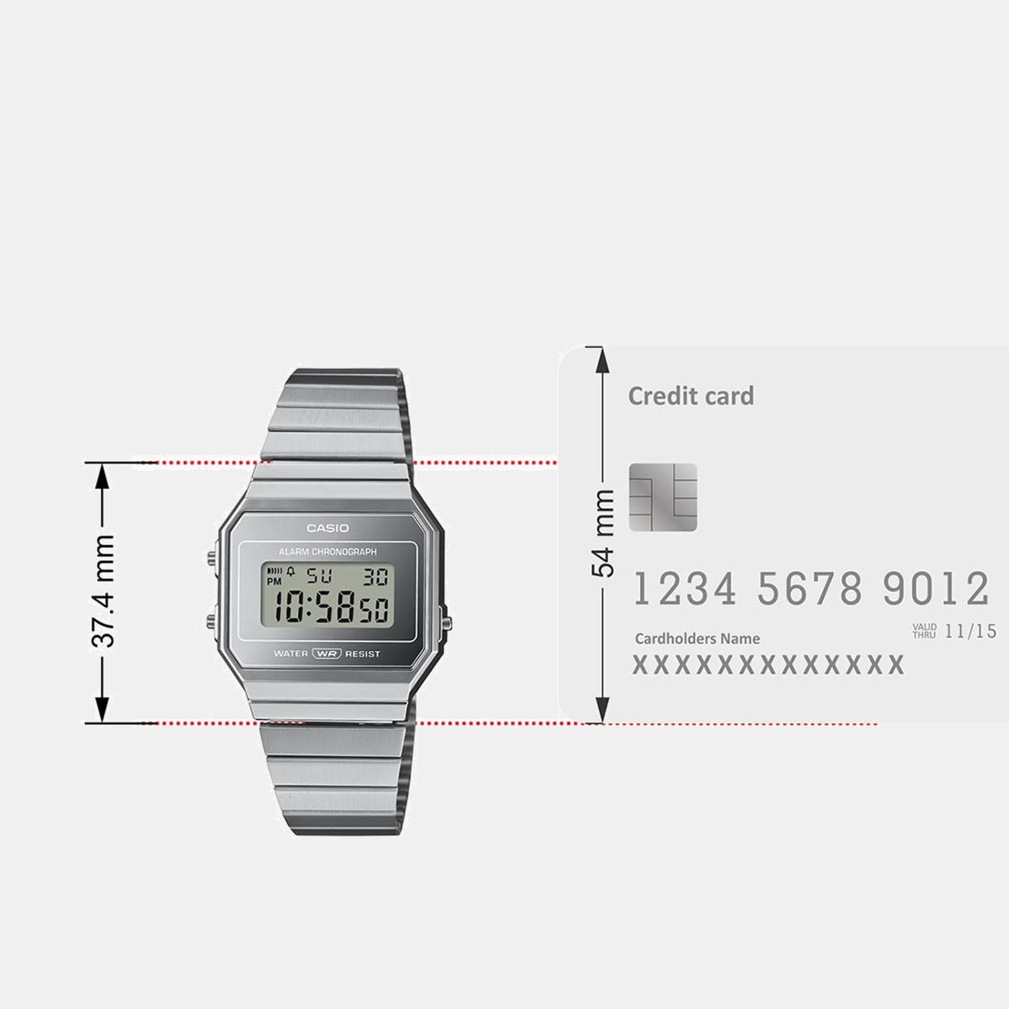 Vintage Unisex Quartz Silver Dial Digital Stainless Steel Watch D346