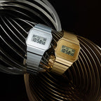 Vintage Unisex Quartz Gold Dial Digital Stainless Steel Watch D347