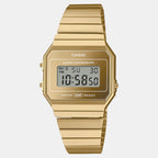Vintage Unisex Quartz Gold Dial Digital Stainless Steel Watch D347