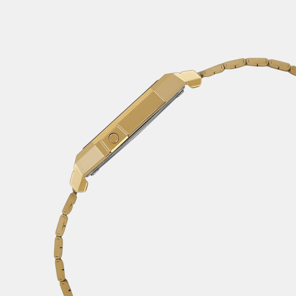 Vintage Unisex Quartz Gold Dial Digital Stainless Steel Watch D347