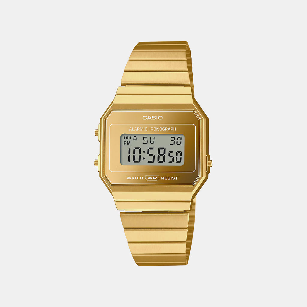 Vintage Unisex Quartz Gold Dial Digital Stainless Steel Watch D347