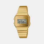 Vintage Unisex Quartz Gold Dial Digital Stainless Steel Watch D347