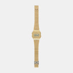 Vintage Unisex Quartz Gold Dial Digital Stainless Steel Watch D347