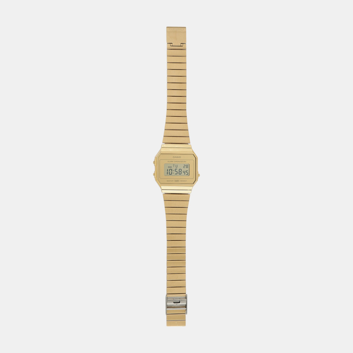 Vintage Unisex Quartz Gold Dial Digital Stainless Steel Watch D347
