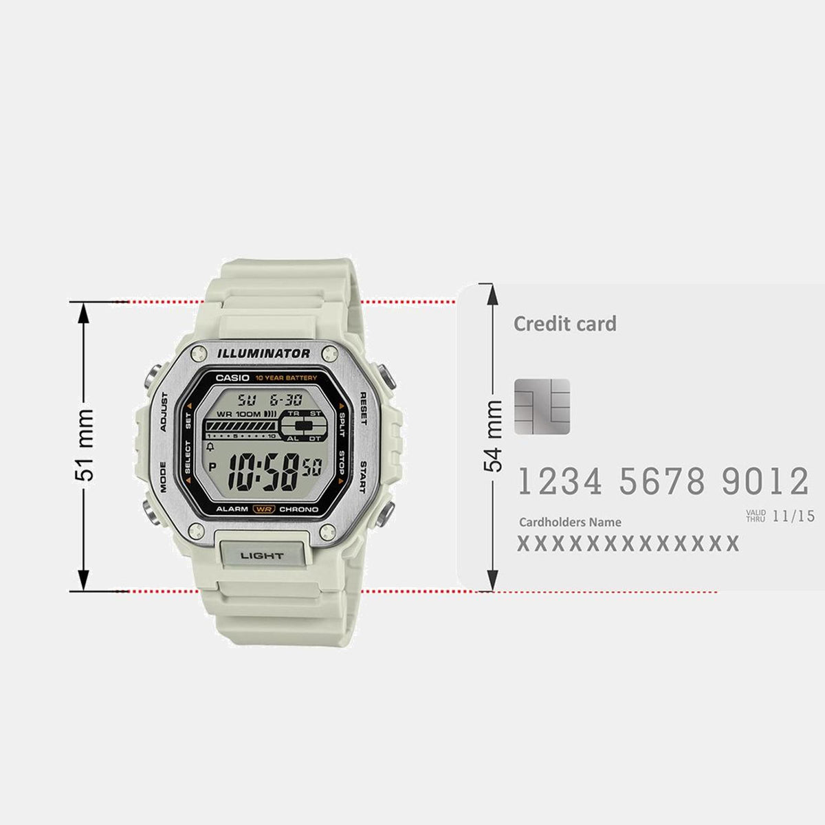 Youth Men Quartz Cream Dial Digital Resin Watch D348