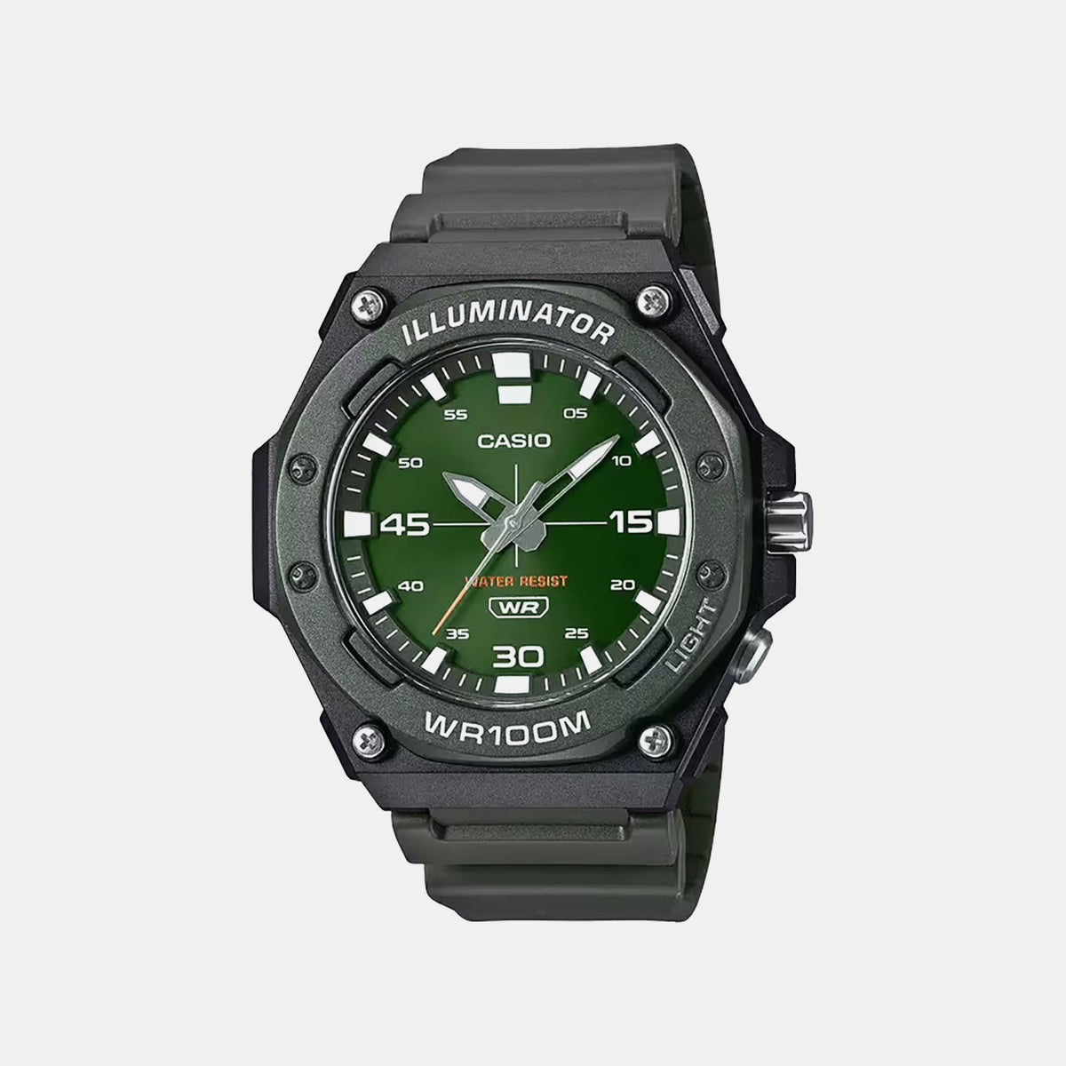 Youth Men Quartz Green Dial Analog Resin Watch D357