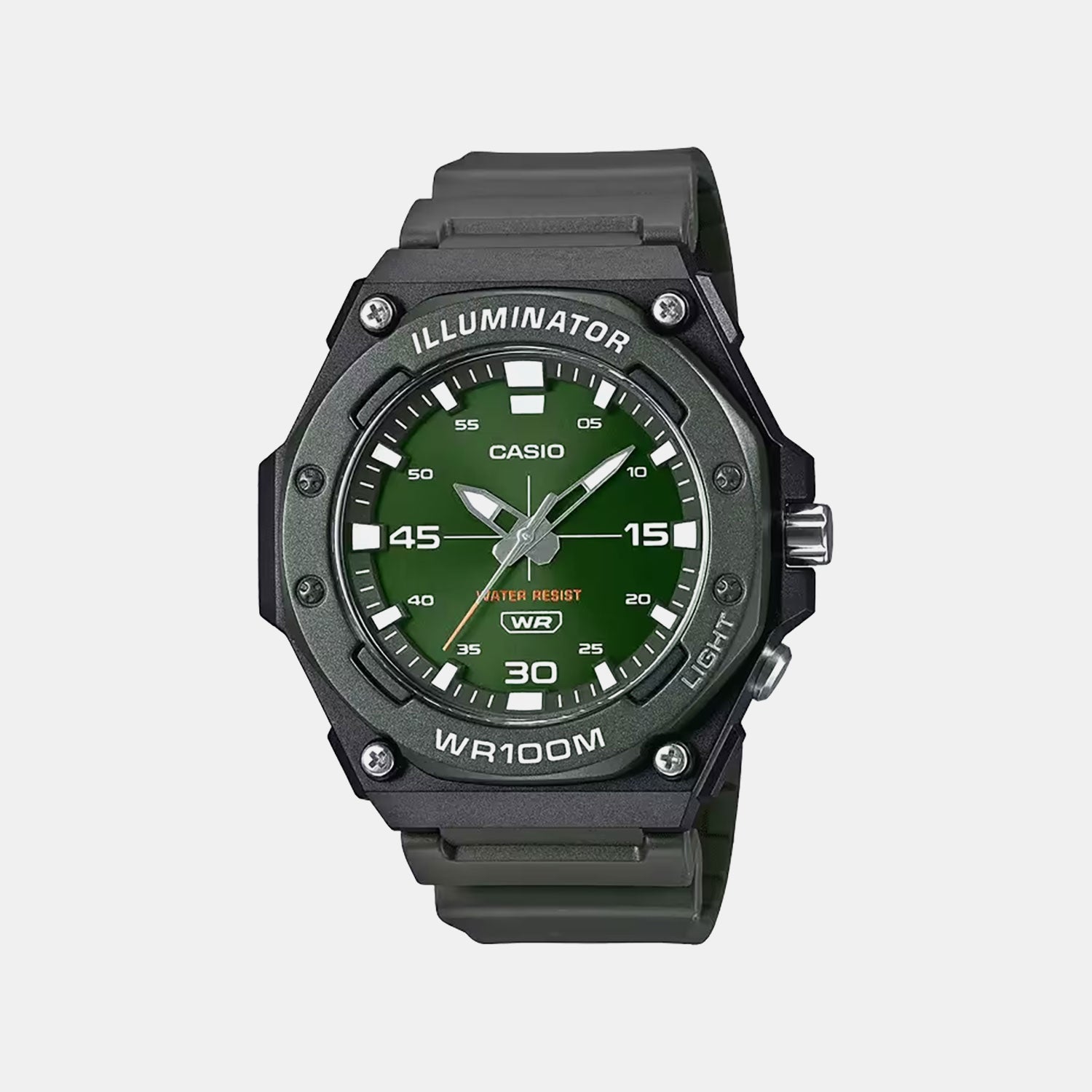 Youth Men Quartz Green Dial Analog Resin Watch D357