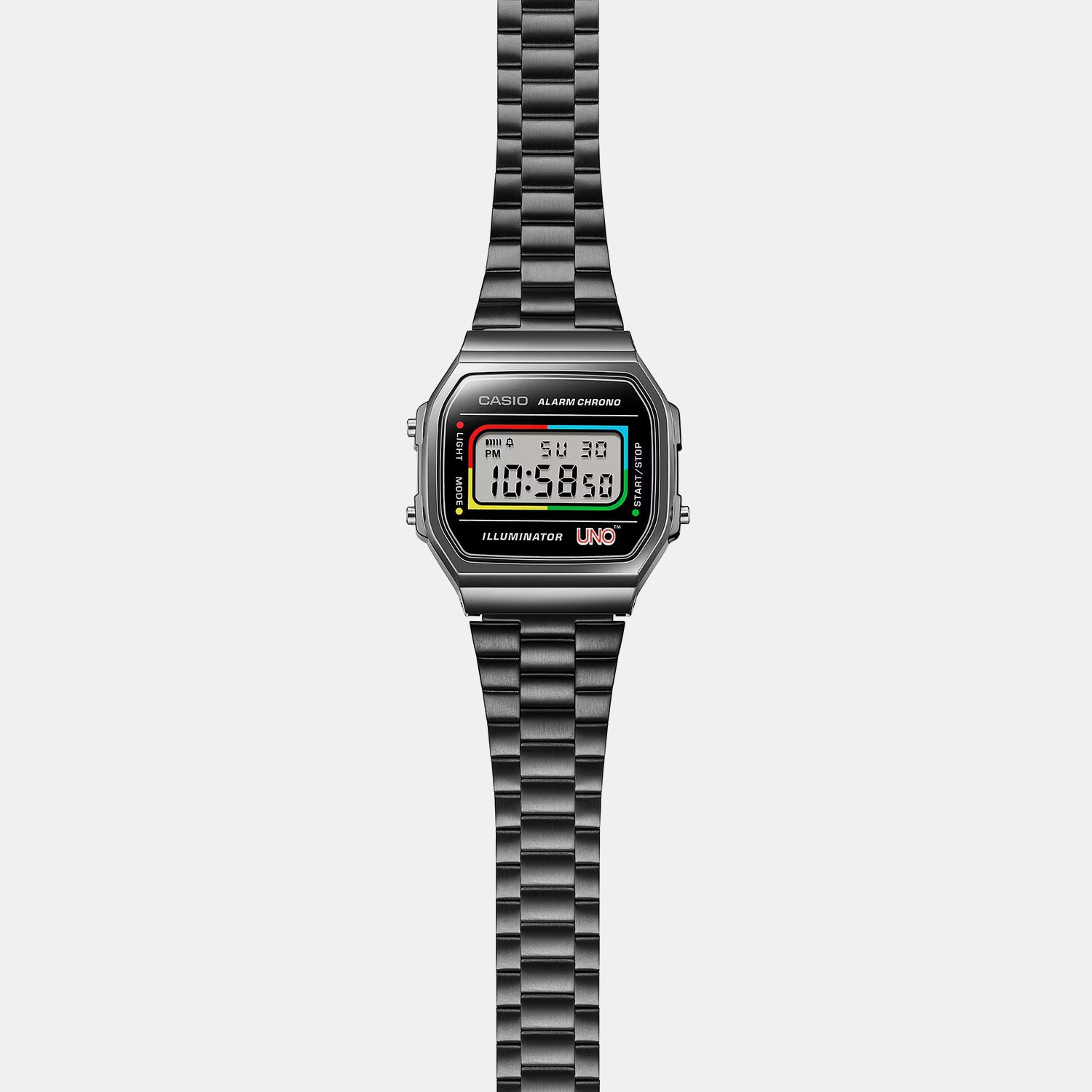 Vintage Unisex Quartz Black Dial Digital Stainless Steel Watch D361