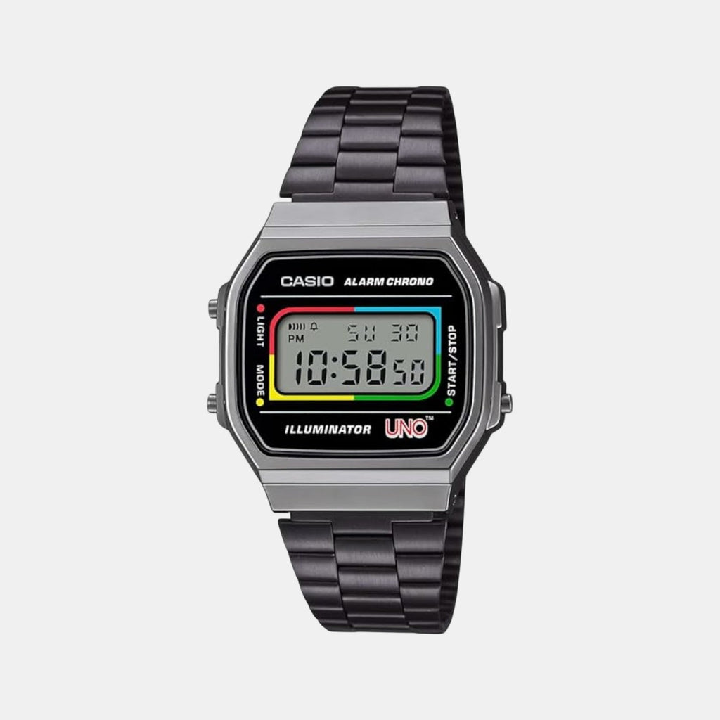 Vintage Unisex Quartz Black Dial Digital Stainless Steel Watch D361