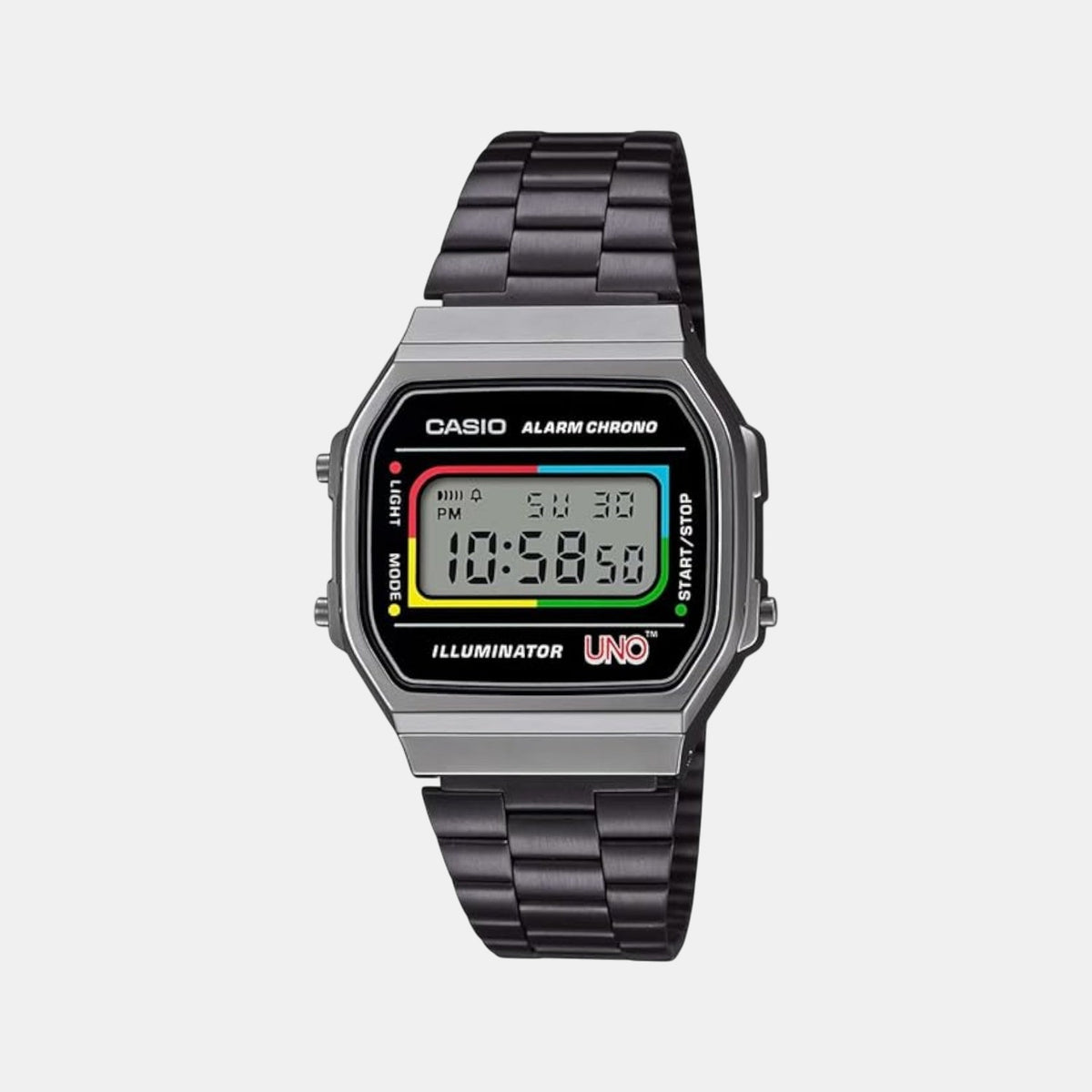 Vintage Unisex Quartz Black Dial Digital Stainless Steel Watch D361