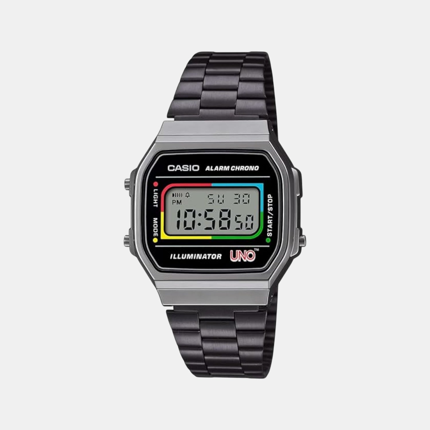 Vintage Unisex Quartz Black Dial Digital Stainless Steel Watch D361