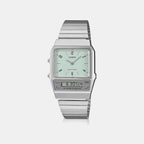 Vintage Unisex Quartz Green Dial Analog-Digital Stainless Steel Watch D362