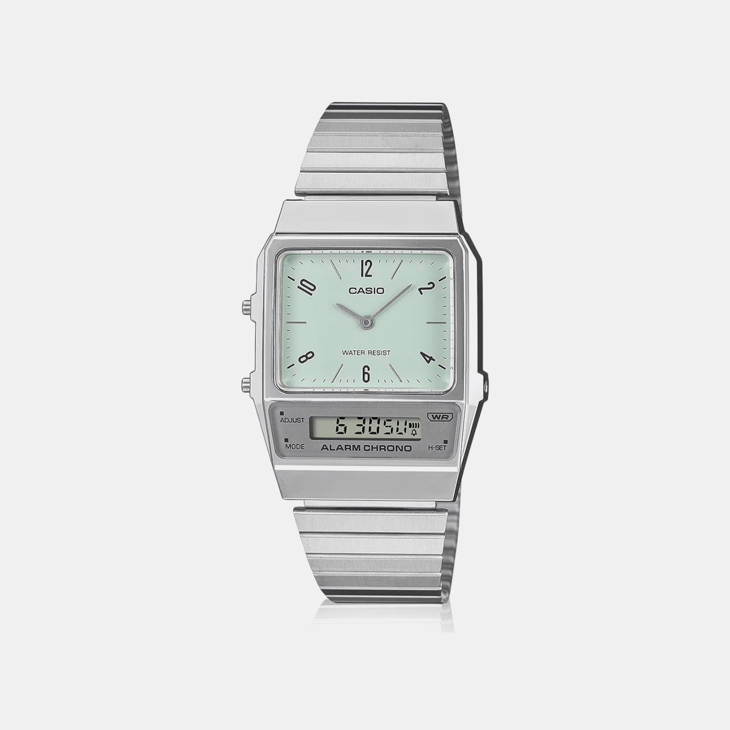 Vintage Unisex Quartz Green Dial Analog-Digital Stainless Steel Watch D362