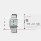 Vintage Unisex Quartz Green Dial Analog-Digital Stainless Steel Watch D362