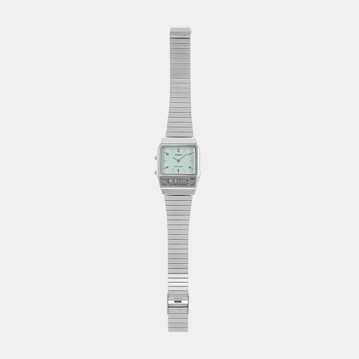 Vintage Unisex Quartz Green Dial Analog-Digital Stainless Steel Watch D362
