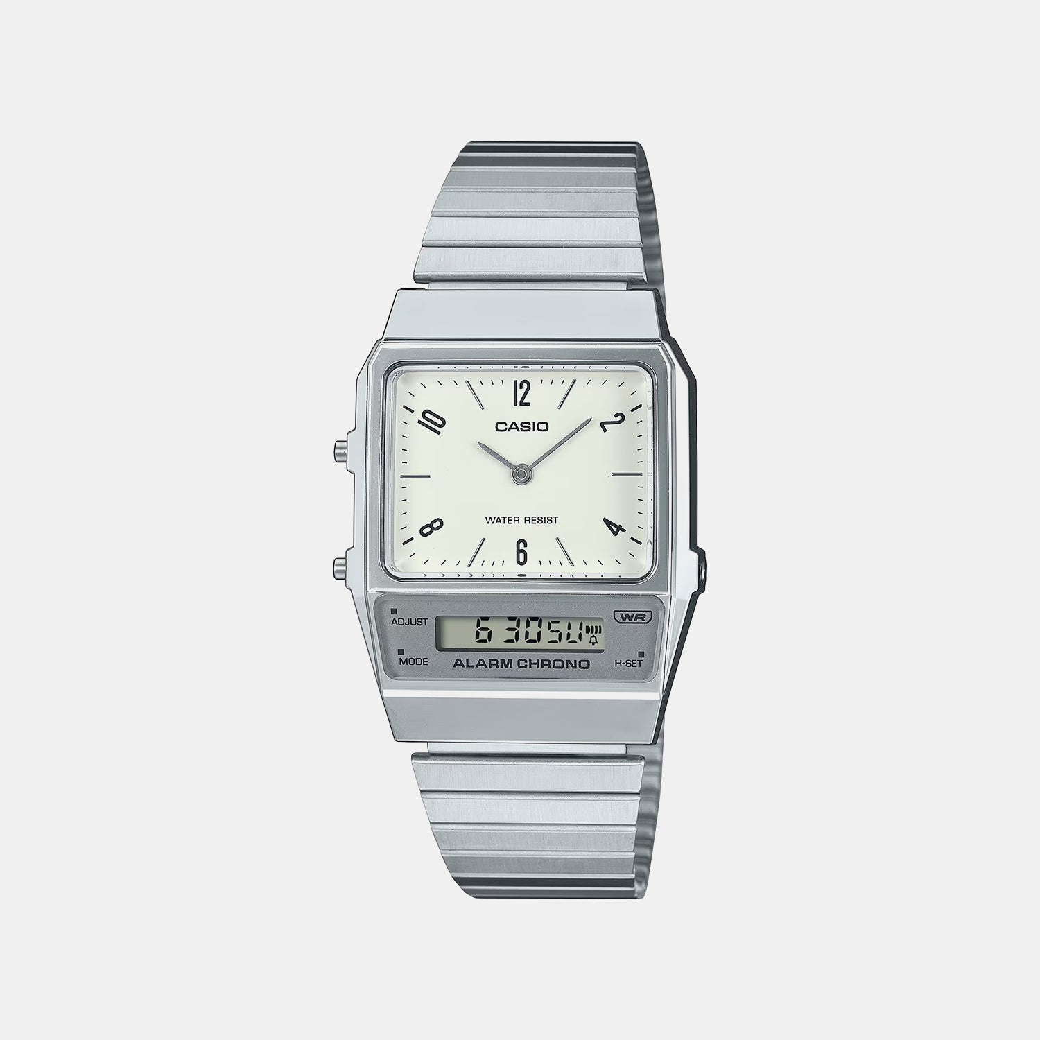 Vintage Unisex Quartz White Dial Analog-Digital Stainless Steel Watch D363