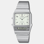 Vintage Unisex Quartz White Dial Analog-Digital Stainless Steel Watch D363