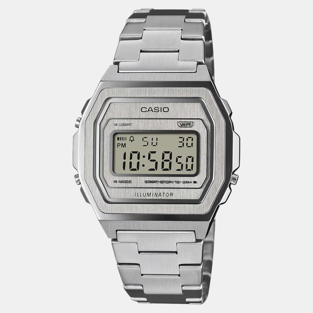 Vintage Unisex Quartz Silver Dial Digital Stainless Steel Watch D364